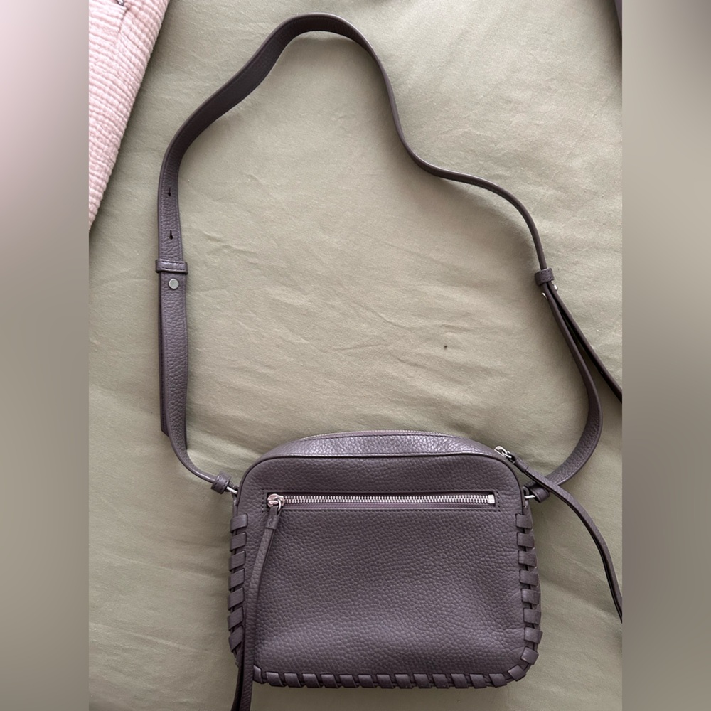 All Saints Leather Crossbody Bag in Grey